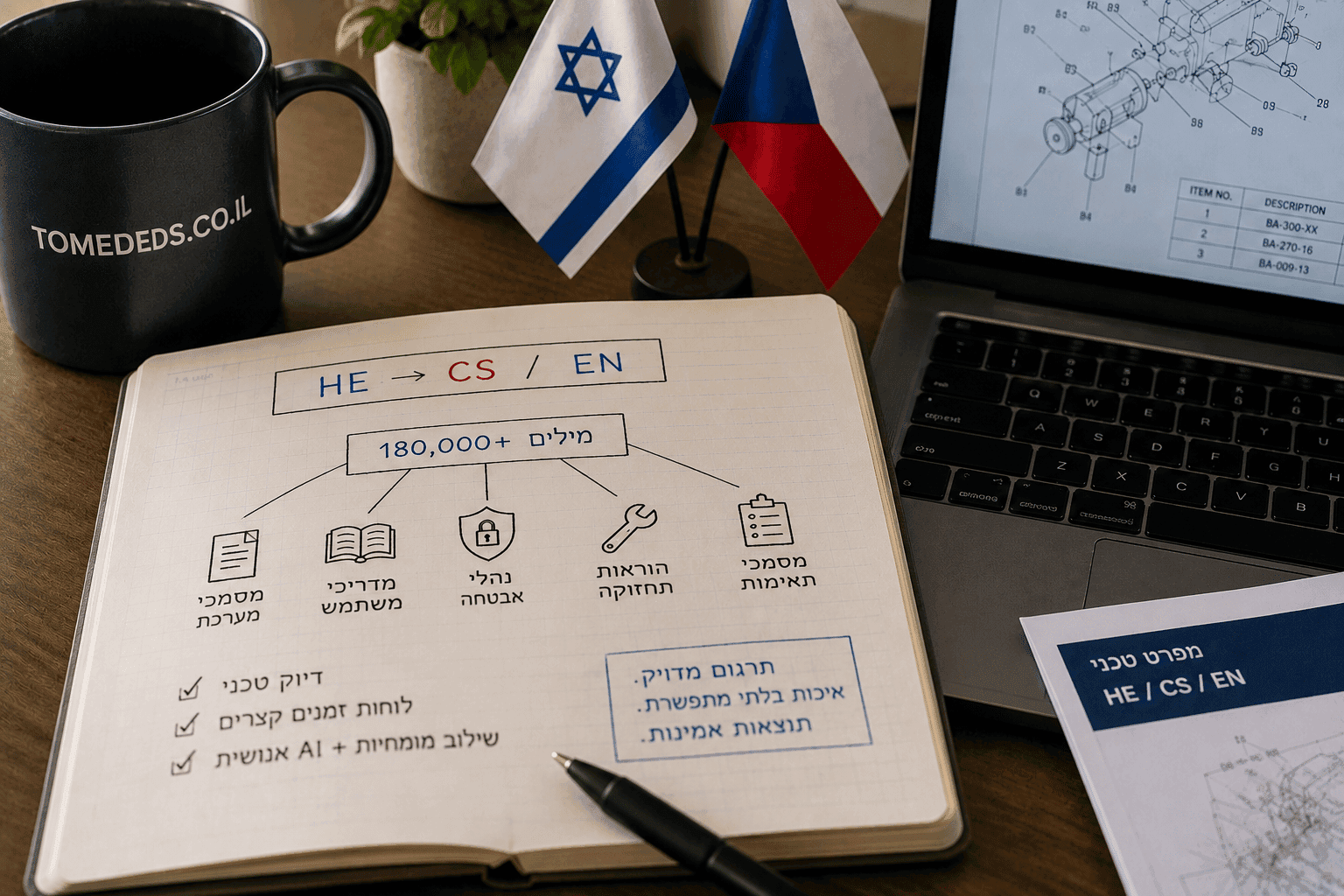 תרגום טכני מורכב עבור שיתוף פעולה ביטחוני בין ישראל לצ׳כיה