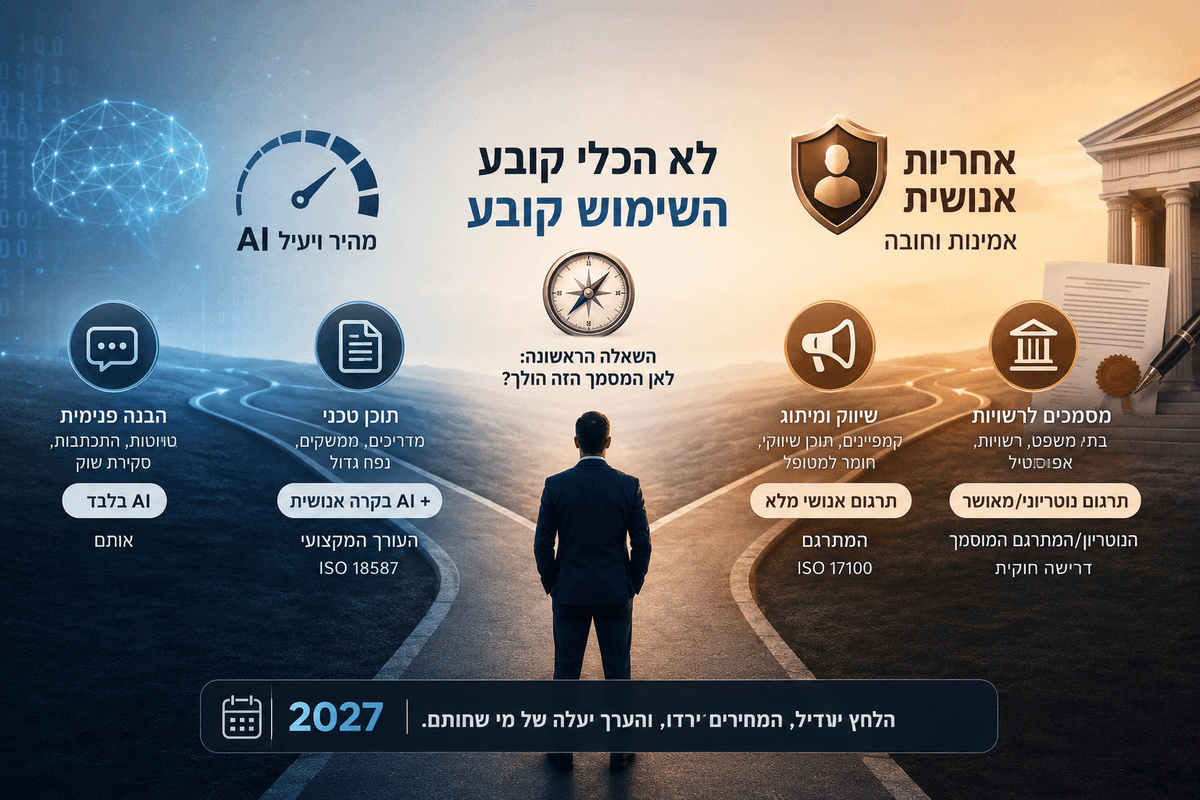 מגמות בתעשיית התרגום ב-2027 – AI, בקרה אנושית ואחריות מקצועית