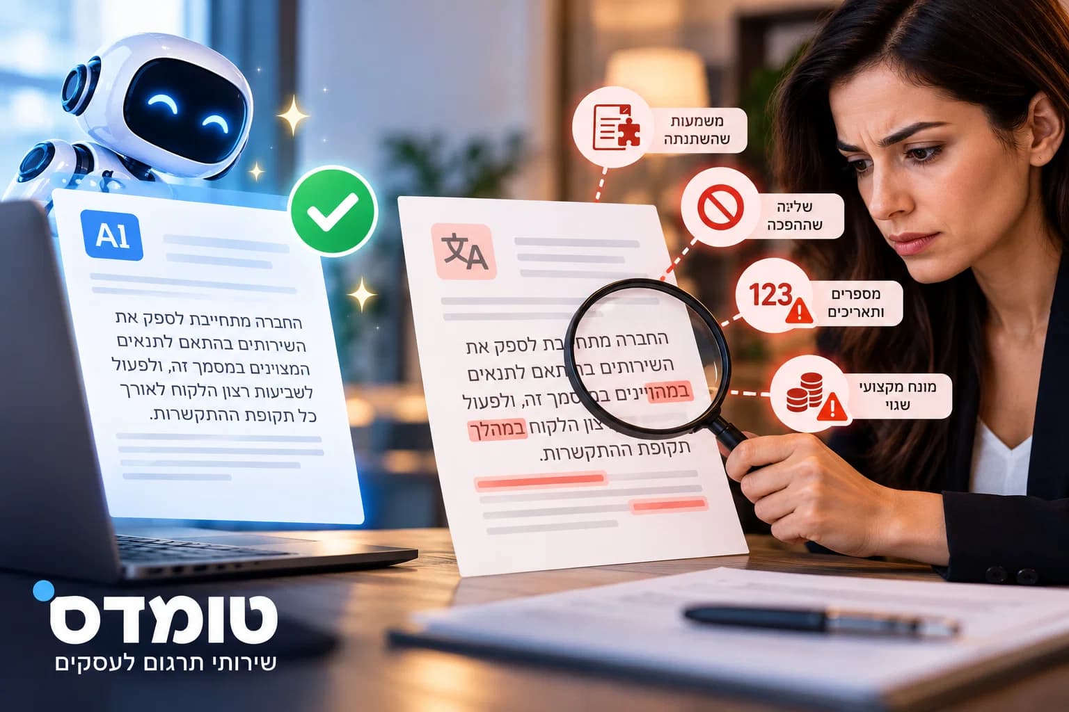 טעויות בתרגום AI: איך לזהות אותן לפני שהן עולות ביוקר | טומדס